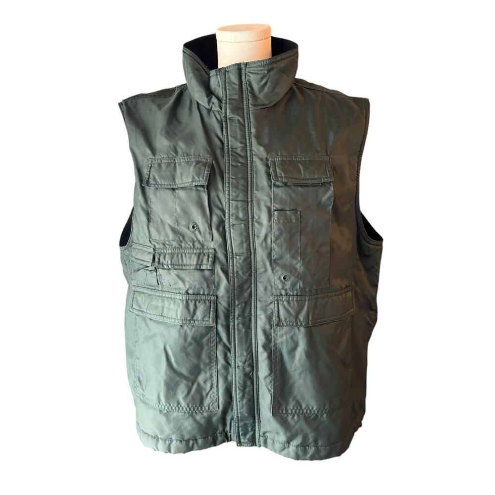 Northwest Territory Green Waterproof Utility Vest Fleece Interior Mens Sz Large